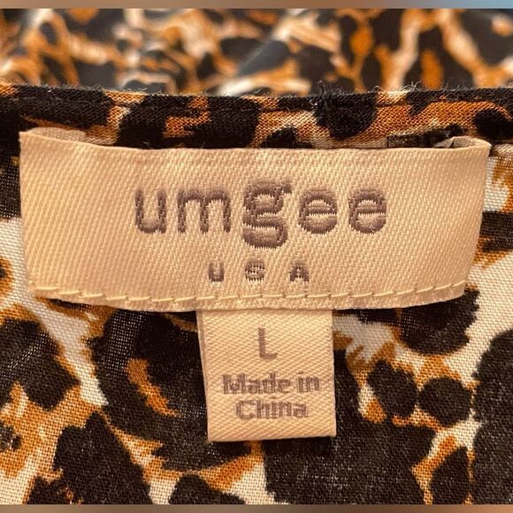 Umgee Leopard Print Button Down Shirt Dress Brown Black Women’s Size Large - Picture 5 of 6